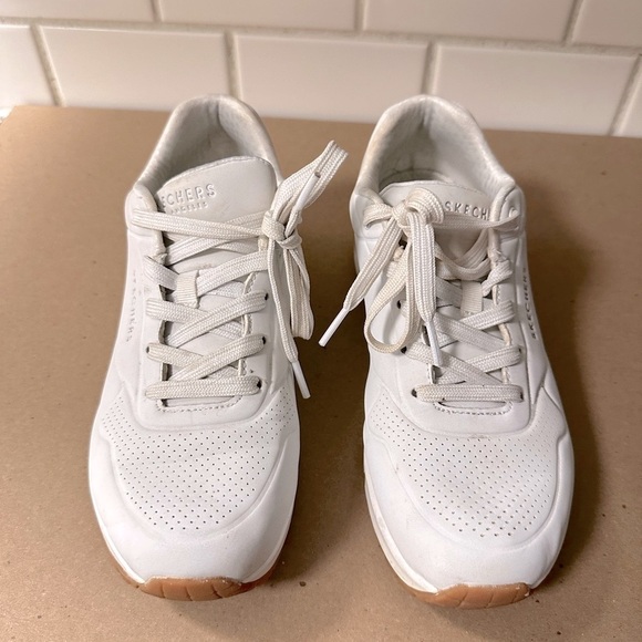 SKETCHERS 8.5 Woman Street Uno wedge white memory foam comfort casual sneaker - Picture 2 of 15